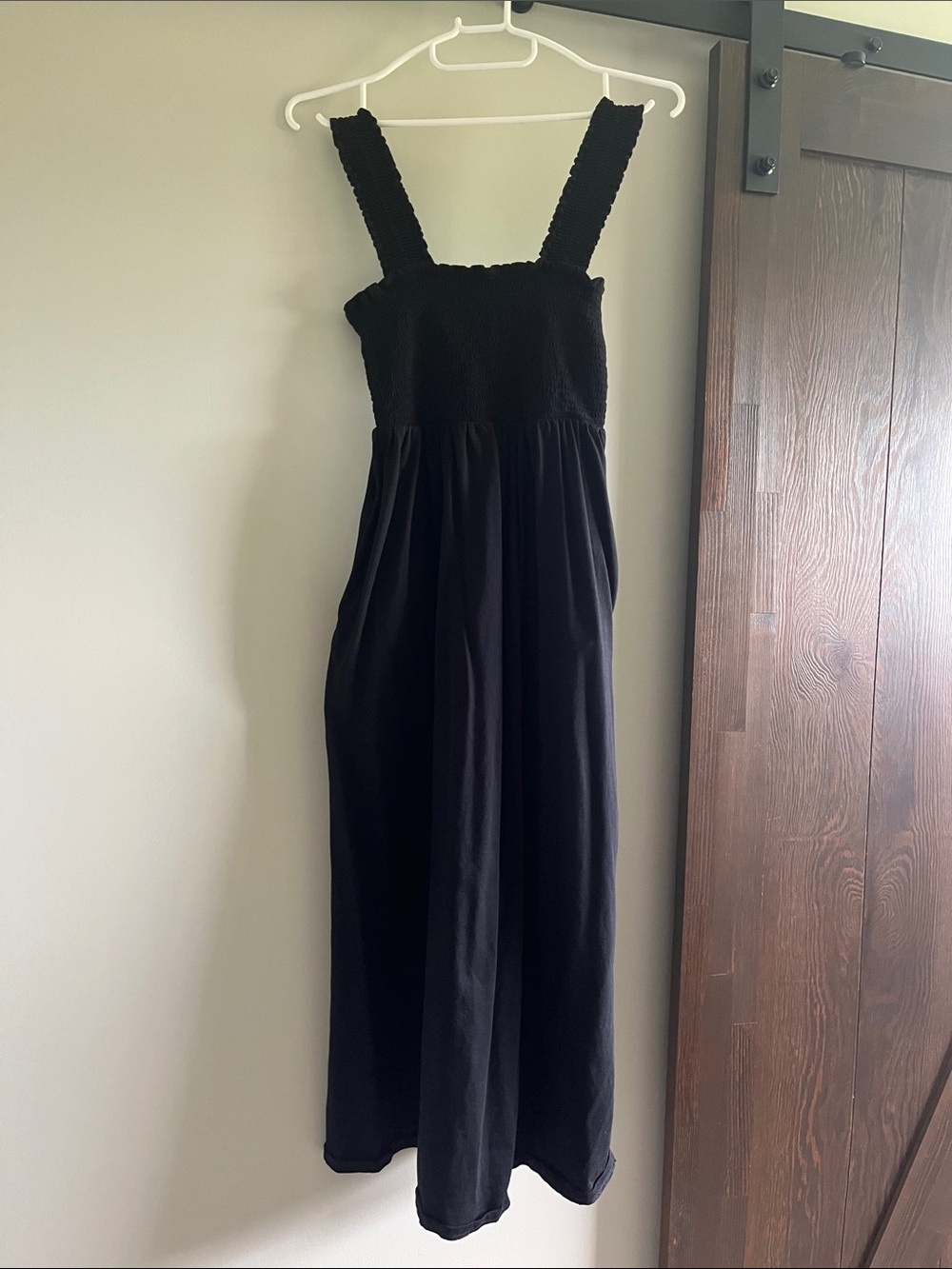 Old Navy Simple Black Smocked Strappy Midi Dress